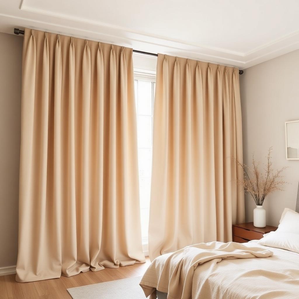 Cortinas sob medida em quarto elegante