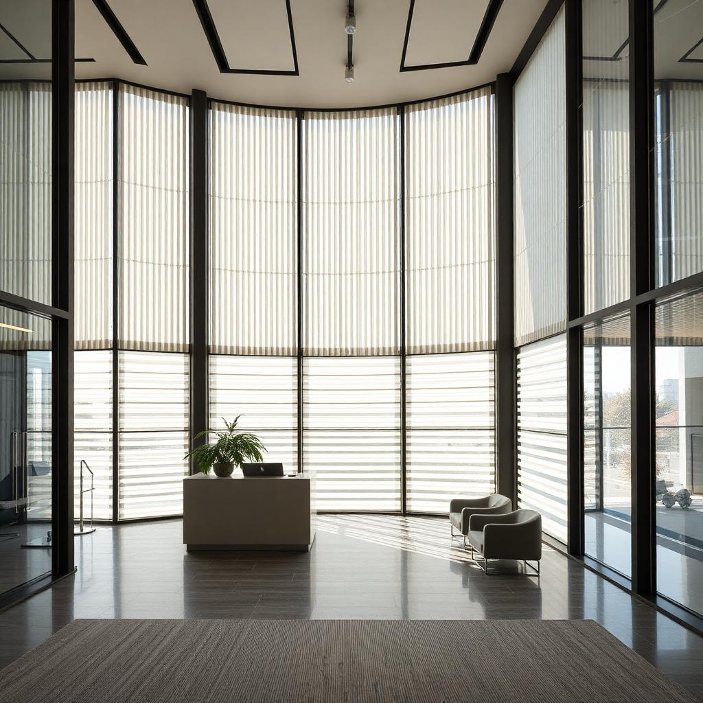 Ambiente corporativo com persianas modernas